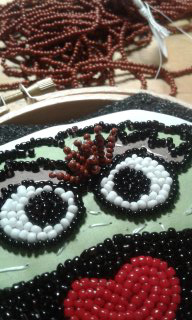 beaded Oscar the Grouch brooch