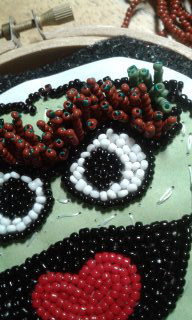 Oscar the Grouch bead embroidered pin